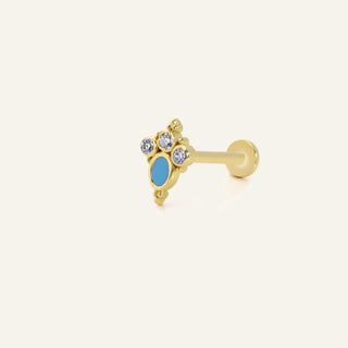 Jalerin Blue Kulak Piercing | 14 Ayar Altın