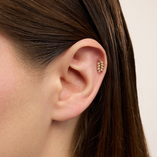 Jessica Buğday Filizi Figürlü Çok Taşlı Kulak Piercing | 14 Ayar Altın