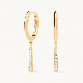 Linebar Hoop Sıra Lab Grown Diamond Taşlı Sallantılı Bar Altın Halka Küpe