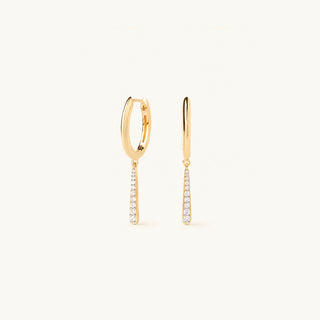 Linebar Hoop Sıra Lab Grown Diamond Taşlı Sallantılı Bar Altın Halka Küpe