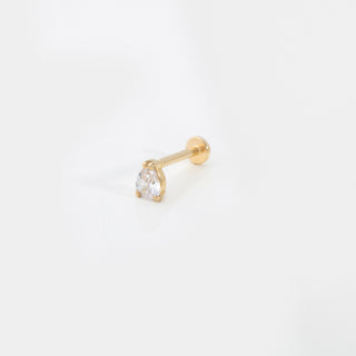 Zigzag Figürlü 4 Taşlı Kulak Piercing | 14 Ayar Altın