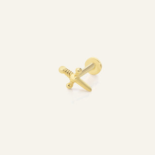 Melarun Kılıç Figürlü Altın Kulak Piercing