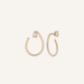 Noriel Damla Kesim Taşlı Altın Küpe