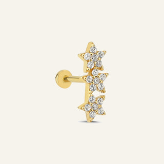 Octavia Yıldız Figürlü Çok Taşlı Kulak Piercing | 14 Ayar Altın