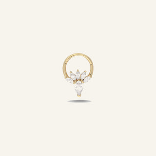 Petal Drop Damla ve Markiz Kesim Taşlı Altın Halka Helix Piercing
