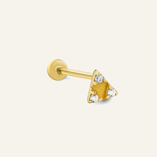 Trigonite Üçgen Form Taşlı Altın Kulak Piercing