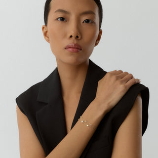 Ravine Çok Taşlı Çift Zincir Altın Bileklik