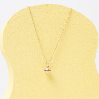 Satürn Taşlı Çocuk Kolye | 14 Ayar Altın