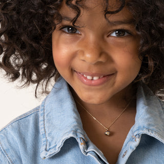 Satürn Taşlı Çocuk Kolye | 14 Ayar Altın