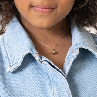 Satürn Taşlı Çocuk Kolye | 14 Ayar Altın