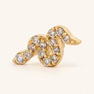 Serpent Yılan Figürlü Lab Grown Diamond Taşlı Altın Kulak Piercing