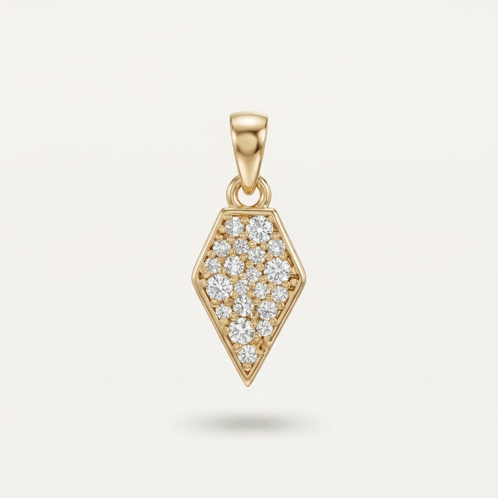 Sharp Diamond Baklava Form Sivri Uçlu Taşlı Altın Kolye Ucu – 14 Ayar ...