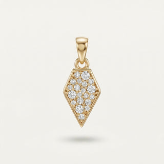 Sharp Diamond Baklava Form Sivri Uçlu Taşlı Altın Kolye Ucu