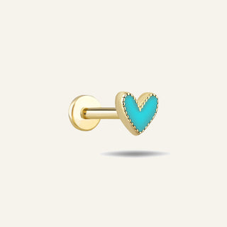 Small Echo Blue Kalp Figürlü Altın Kulak Piercing