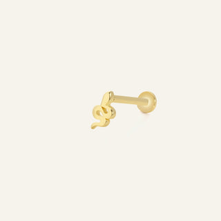 Small Gold Snake Yılan Figürlü Minimal Kulak Piercing | 14 Ayar Altın