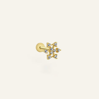 Snow Kar Tanesi Figürlü Çok Taşlı Altın Kulak Piercing