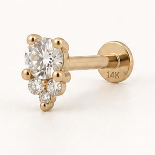 Snowgirl Dört Taşlı Lab Grown Diamond Taşlı Altın Piercing