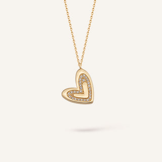 Soft Love Kalp Figürlü Taşlı Altın Kolye