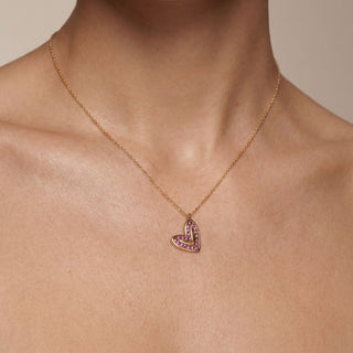 Soft Love Ruby Kalp Figürlü Ametist Renk Taşlı Altın Kolye