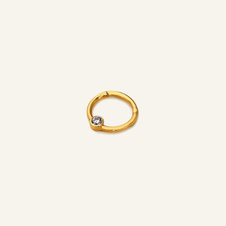 Solis Tek Taşlı Altın Halka Helix Piercing 10 MM