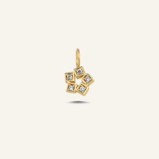 Square Bloom Taşlı Altın Charm