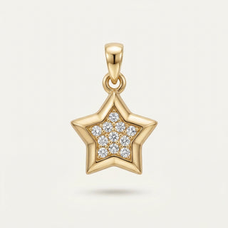 Star Frame Yıldız Figürlü Taşlı Altın Kolye Ucu