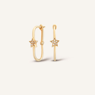 Starcella Yıldız Halka Küpe | 14 Ayar Altın