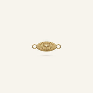Sunburst Heart Kalp Figürlü Oval Plaka Altın Charm