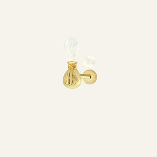 Dolar Kesesi Figürlü Altın Kulak Piercing