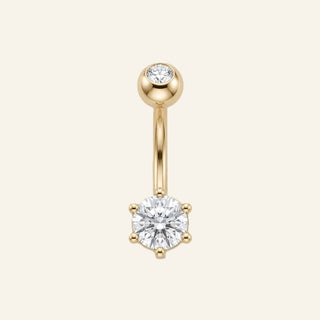 Nexi Yuvarlak Tek Taşlı Altın Göbek Piercing