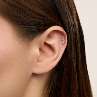 Vanessa Takımyıldızı Figürlü Yuvarlak Çok Taşlı Kulak Piercing | 14 Ayar Altın