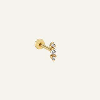 Wisteria Ok Figürlü Taşlı Altın Kulak Piercing
